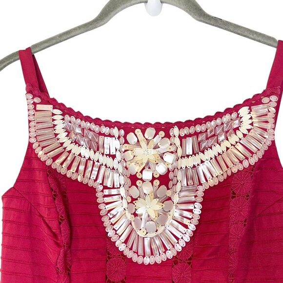 Nanette Lepore Dress Treasure Eyelet Beaded Embellished Sheath Sleeveless Size 2 - Picture 6 of 7